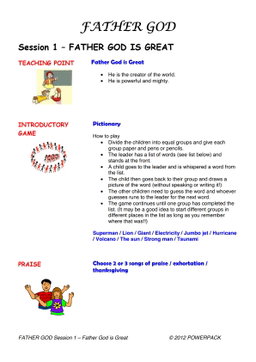 Father God – 6 Weeks of Primary School Lessons for Children's Church