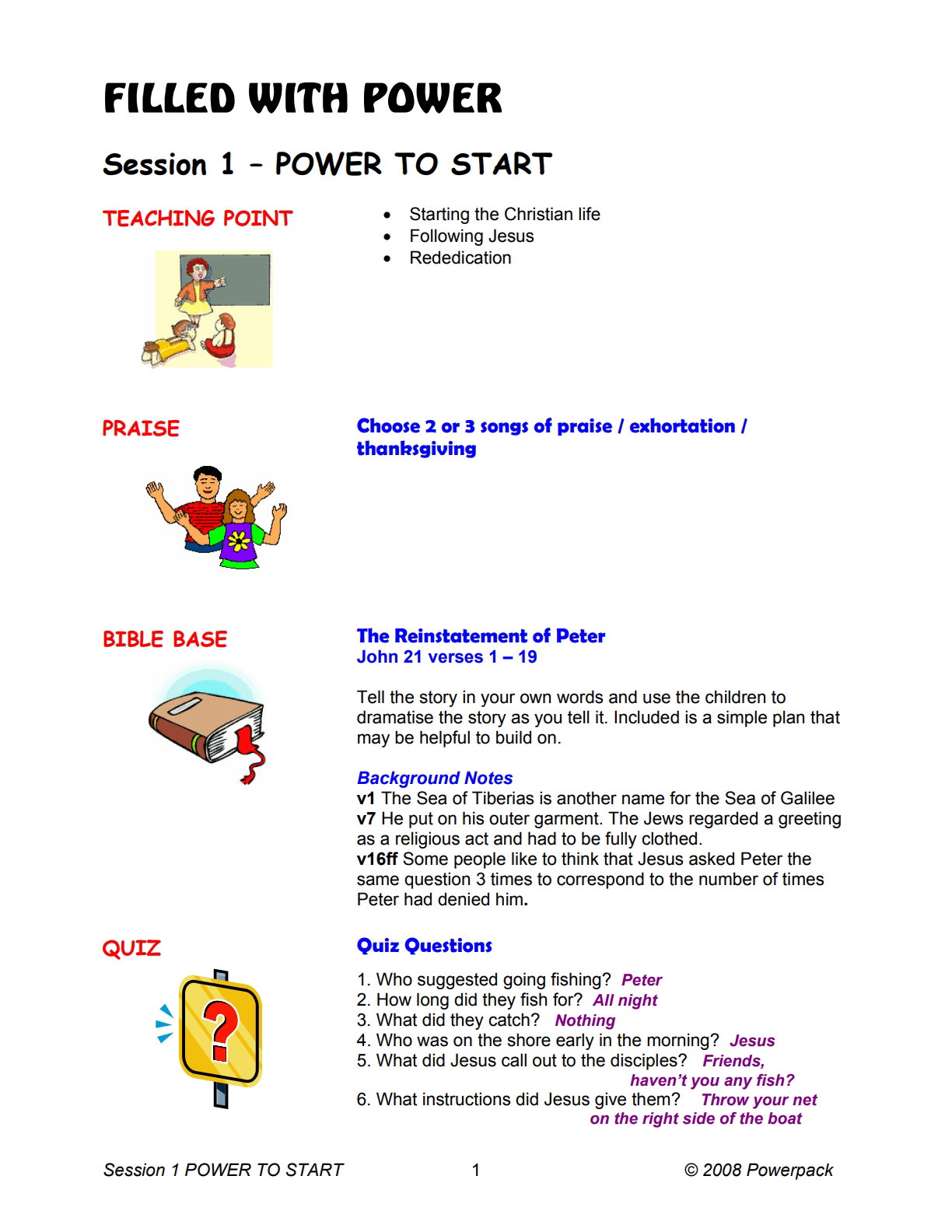 Filled With Power – 7 Weeks of Primary School Lessons for Children's Church_1