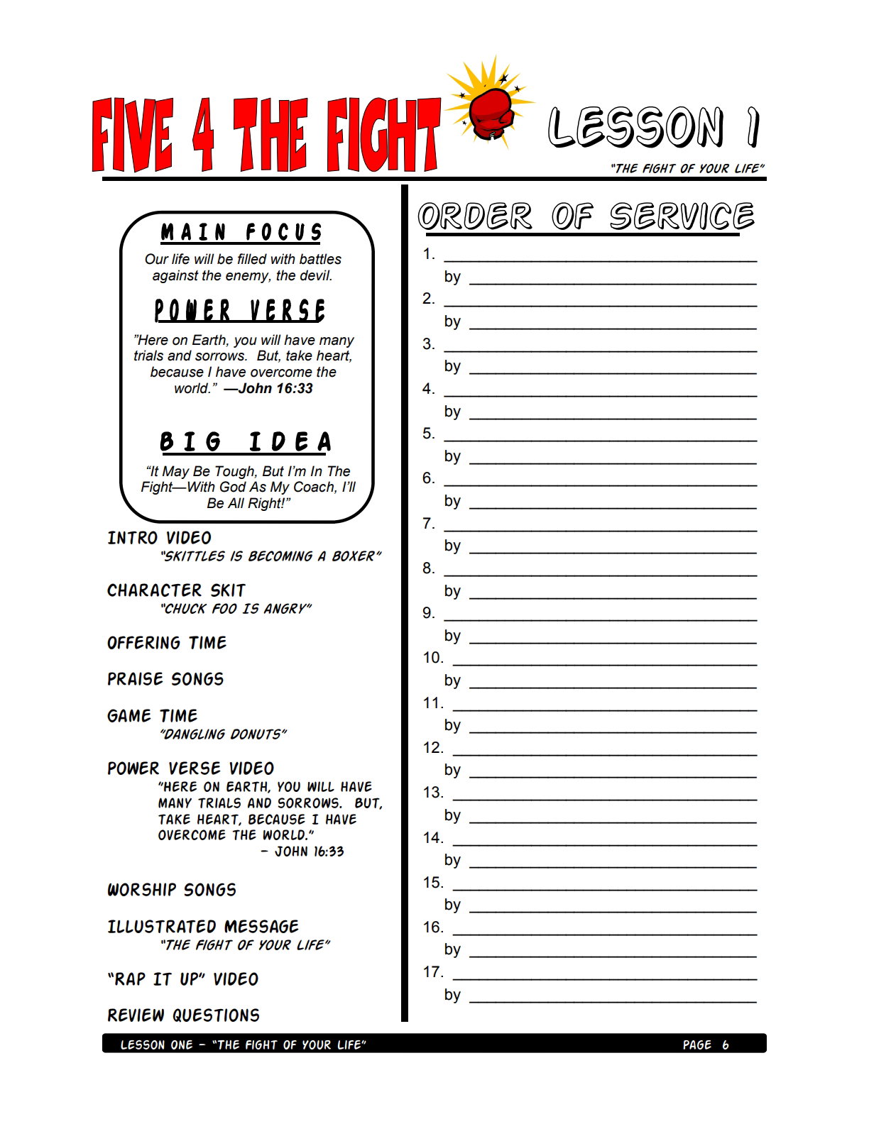 Five 4 the Fight – 5 Weeks of Primary School Lessons for Children's Church_3