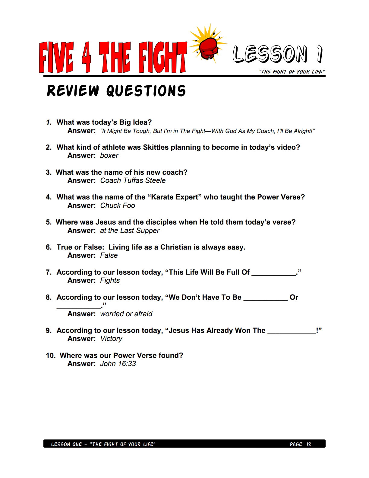 Five 4 the Fight – 5 Weeks of Primary School Lessons for Children's Church_9