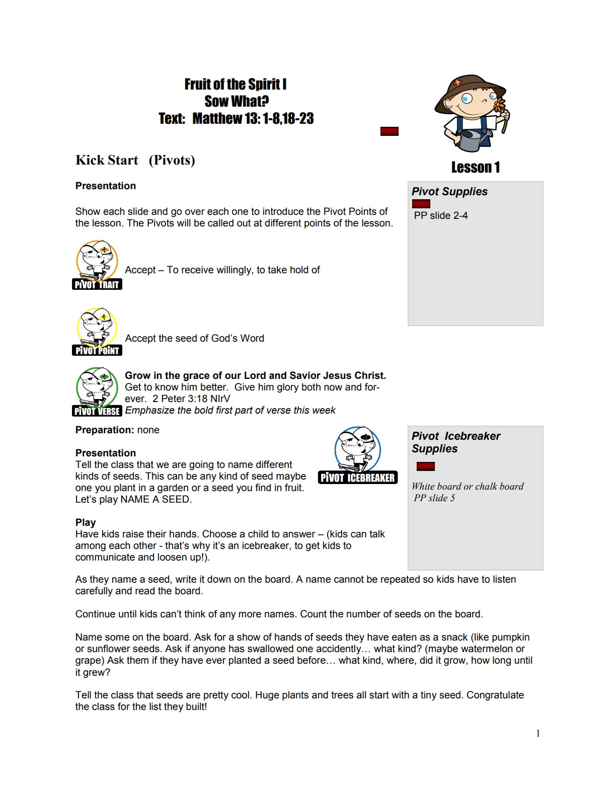 Fruit of the Spirit 1 – 5 Weeks of Primary School Lessons for Children's Church_1