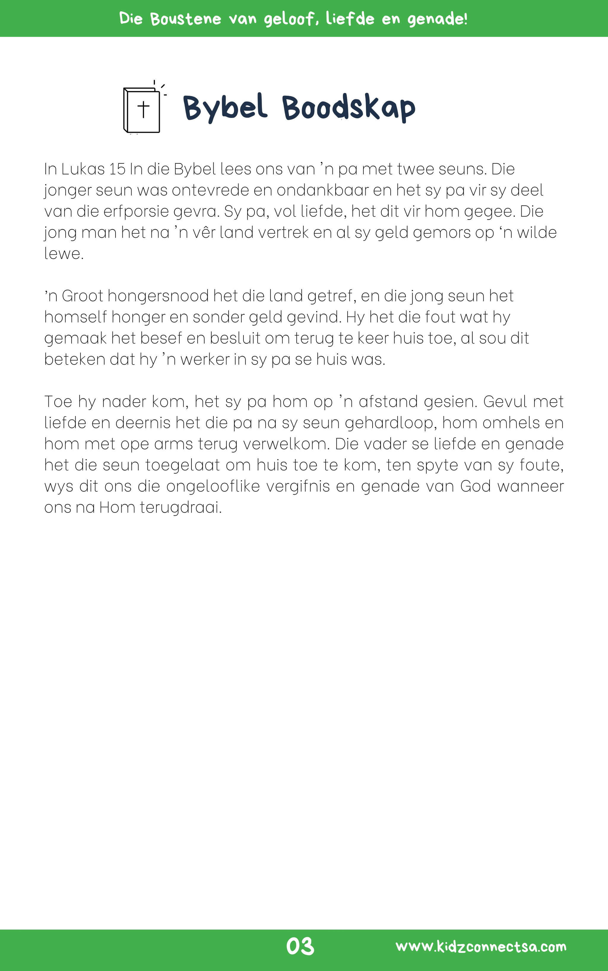 Onder Konstruksie Boustene van Geloof – 4 weke se kinderkerklesse vir laerskool kinders_4