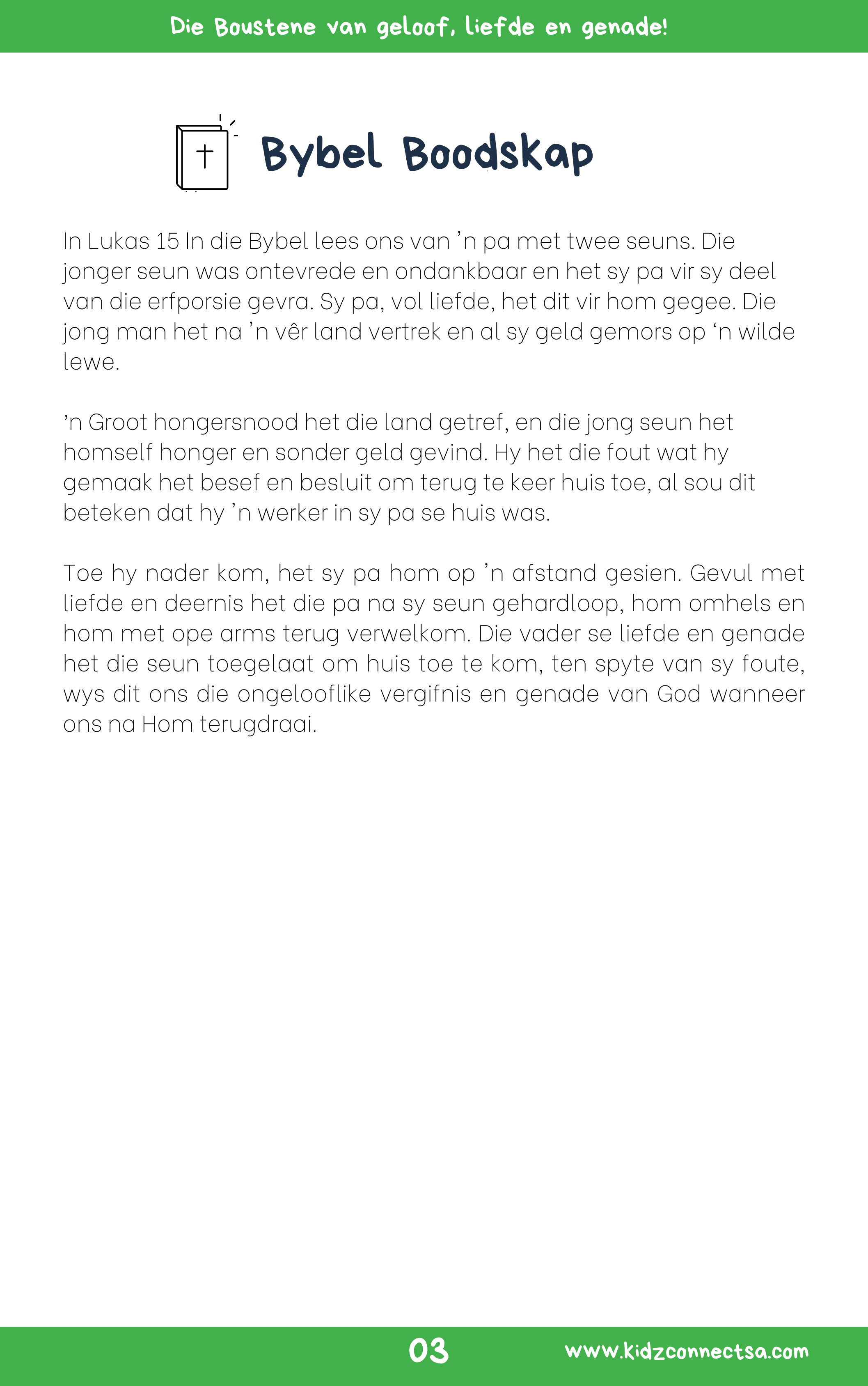 Onder Konstruksie Boustene van Geloof – 4 weke se kinderkerklesse vir laerskool kinders_4