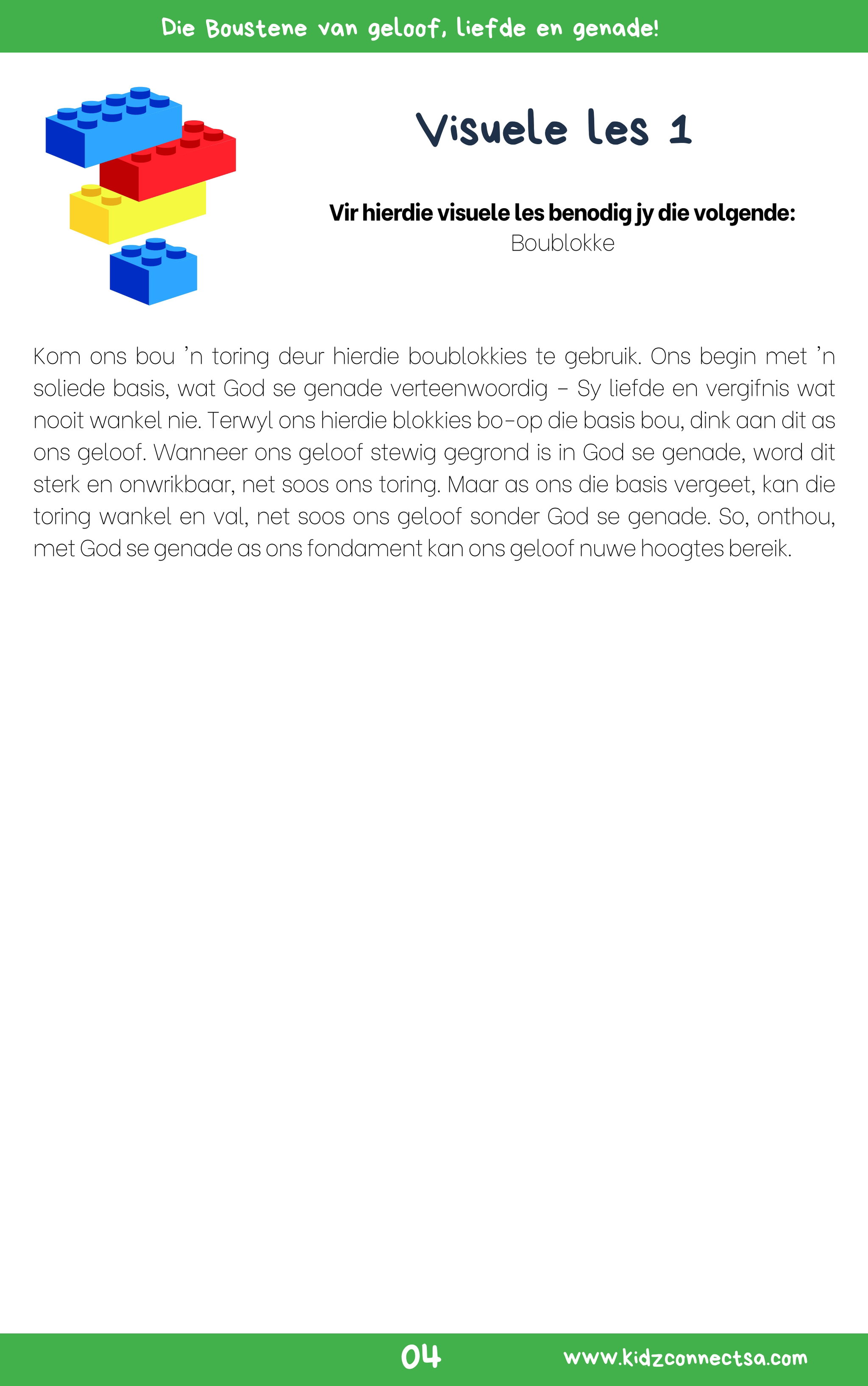 Onder Konstruksie Boustene van Geloof – 4 weke se kinderkerklesse vir laerskool kinders_5