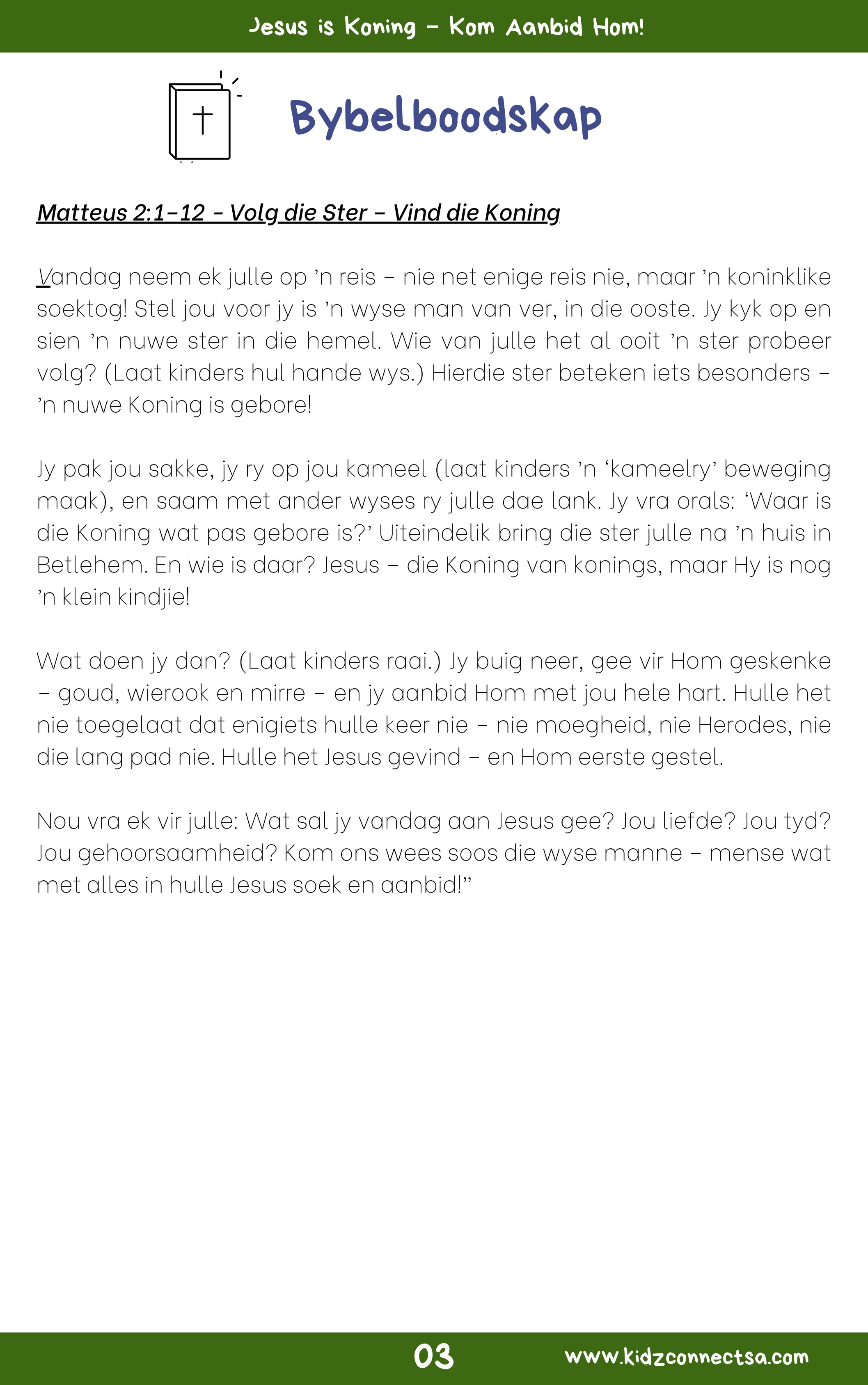 Ontdek Jesus in Matteus – 4 weke se kinderkerklesse vir laerskool kinders_4