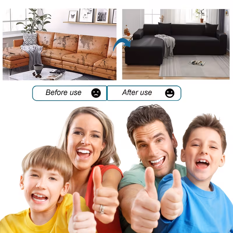 L-SHAPE  Couch Cover with Pillow Covers- Velvet Material Sofa Protective Cover L-Shape  _3