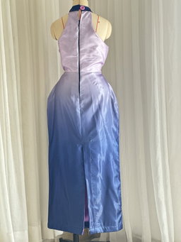 HAND BEADED DRESS IN BLUE OMBRE