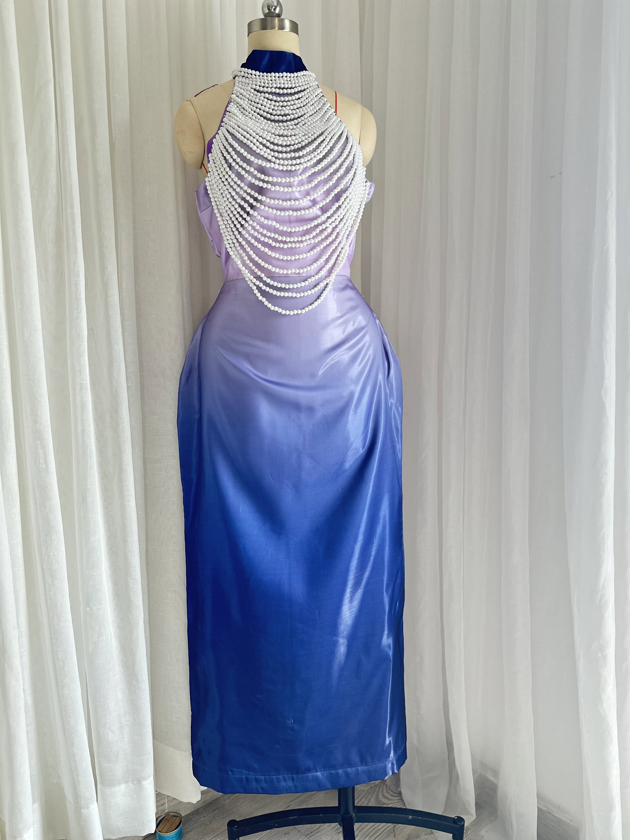 HAND BEADED DRESS IN BLUE OMBRE_3