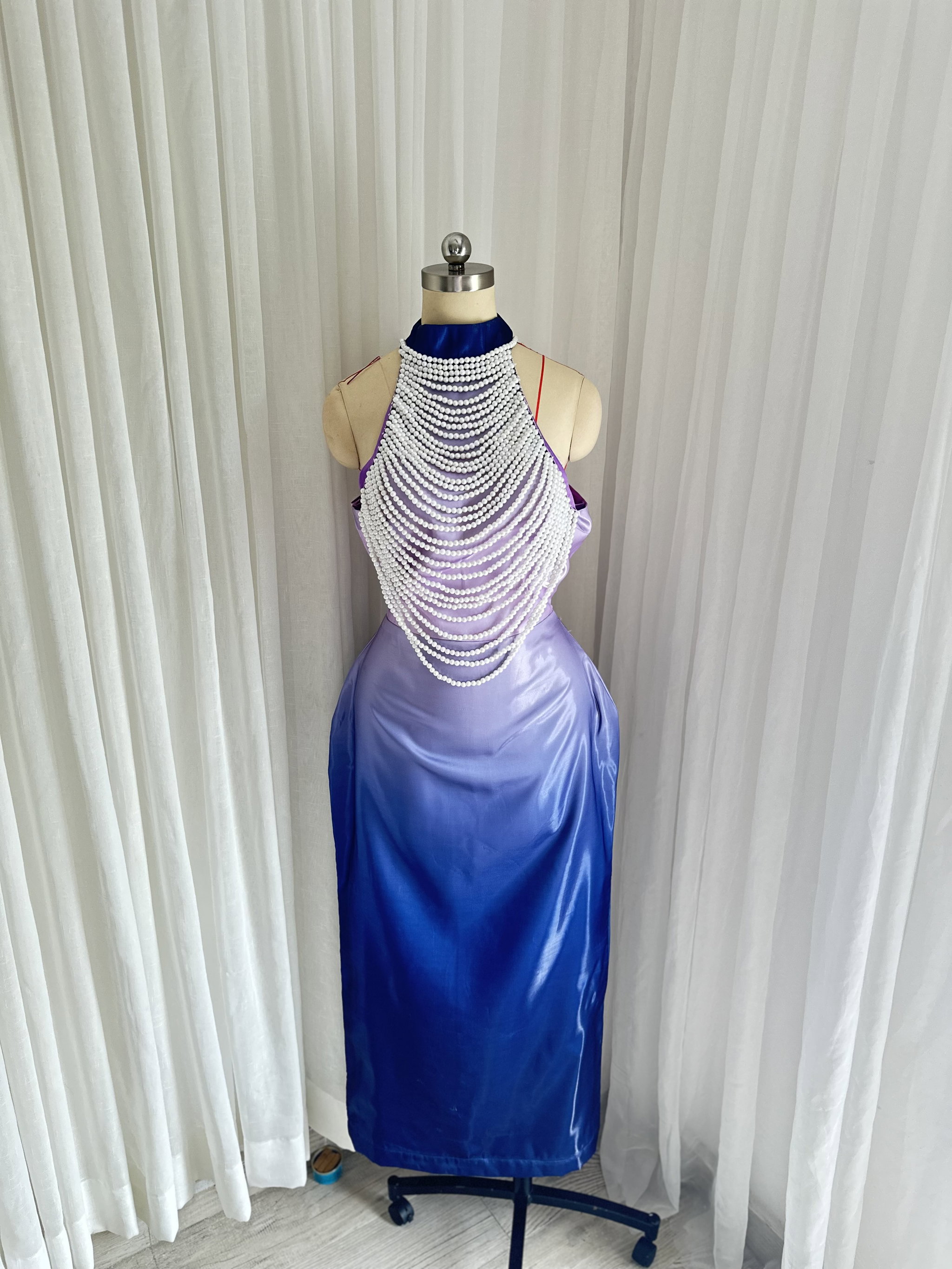 HAND BEADED DRESS IN BLUE OMBRE_2