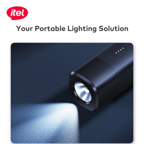 itel PowerEasy1 5000 A1111 Power-Bank 12W Fast Charging Built-in Cable Torch Black_1