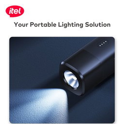 itel PowerEasy1 5000 A1111 Power-Bank 12W Fast Charging Built-in Cable Torch Black