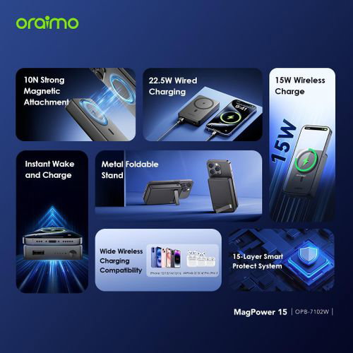 Oraimo MagPower 15 10000mAh Wireless and Wired Power station_4