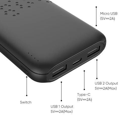 RichRipple 10000mAh Small Size Unique Design 2A Fast Charger with 2-in-2-out Fast Charging Power Bank_1