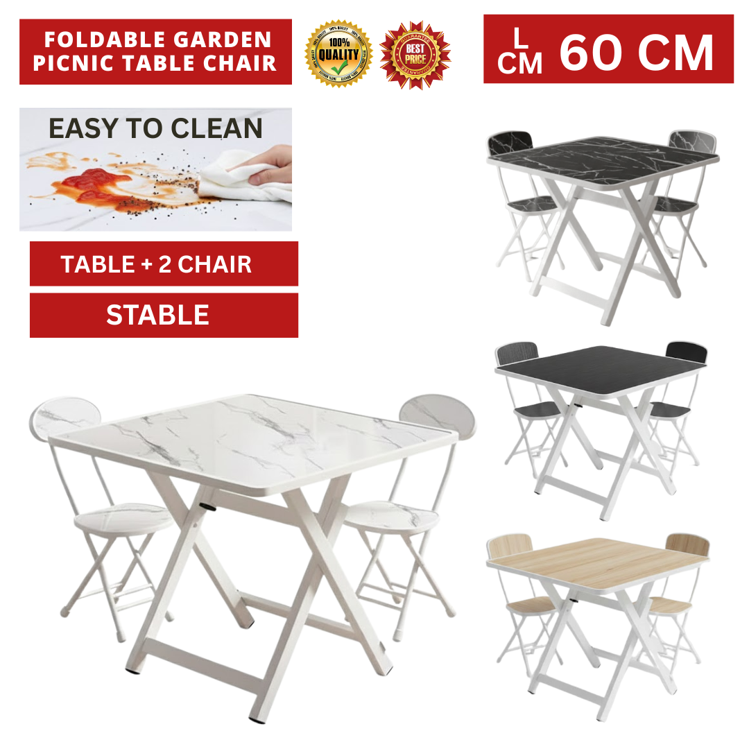 FOLDABLE GARDEN PICNIC TABLE CHAIR SET