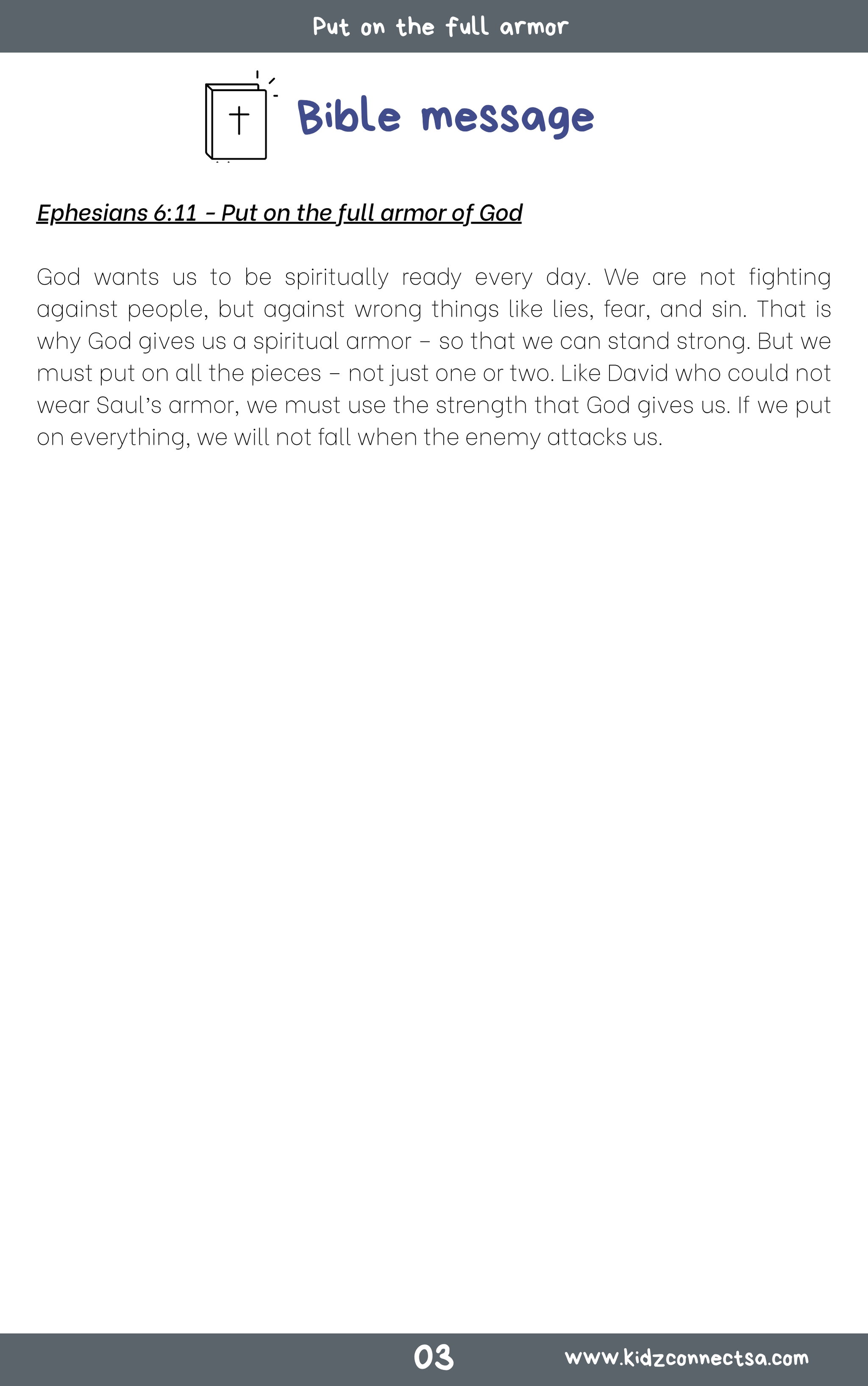 Stand Strong! Equipped for Victory – 4 Weeks of Primary School Lessons for Children's Church_4