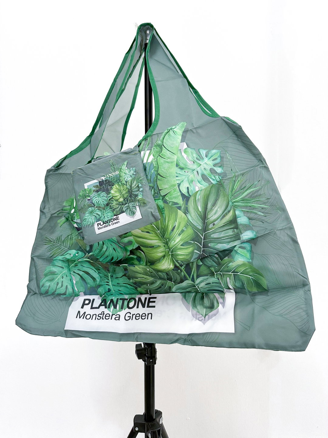 Foldable Shopping Bag - Monstera Green 56x67cm