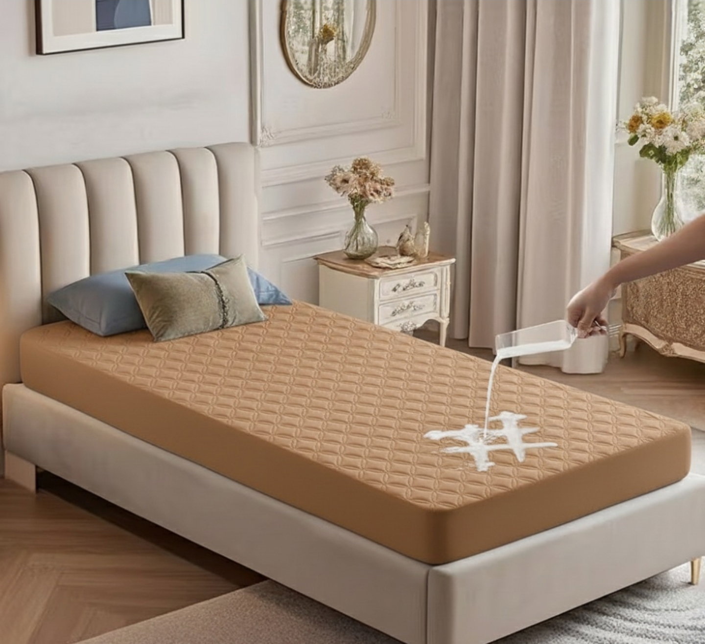 Single Bed Waterproof Fitted mattress protectors _3