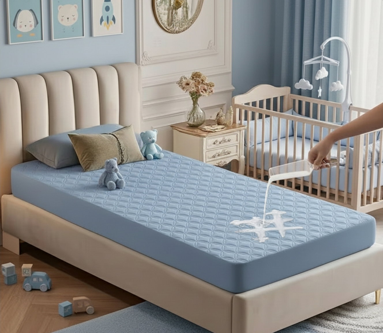 Single Bed Waterproof Fitted mattress protectors _4