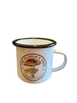 The Pilgrim's Pour Enamel Mug - BP Free, keeps your drink warm for a longer period.