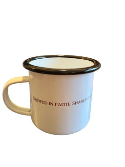 The Pilgrim's Pour Enamel Mug - BP Free, keeps your drink warm for a longer period.