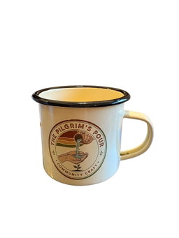 The Pilgrim's Pour Enamel Mug - BP Free, keeps your drink warm for a longer period.
