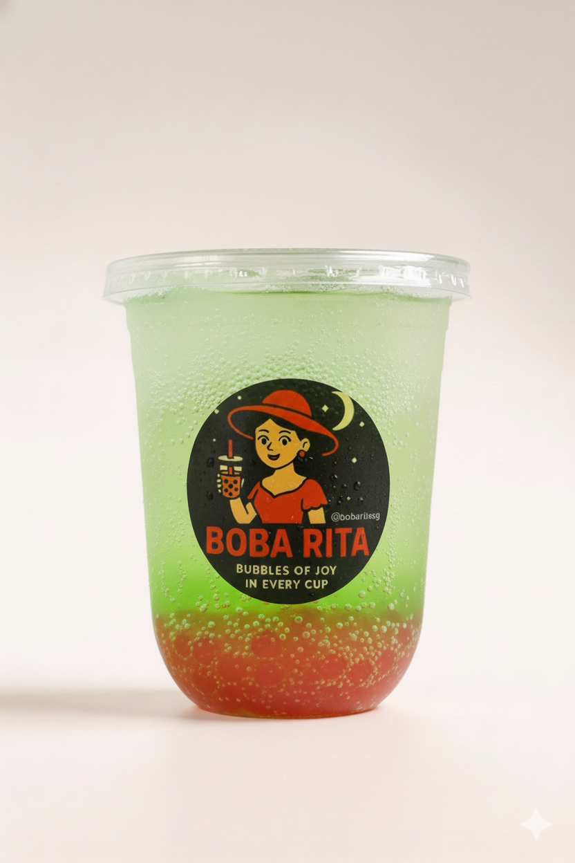 Green Apple Fizz with Strawberry Pops