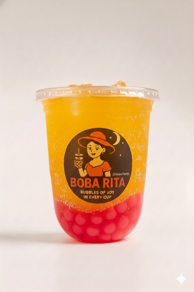 Mango Fizz with Strawberry Pops