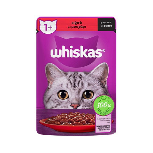 Whiskas Sığır Etli Yetişkin Kedi Konserve Maması (85 g)_0