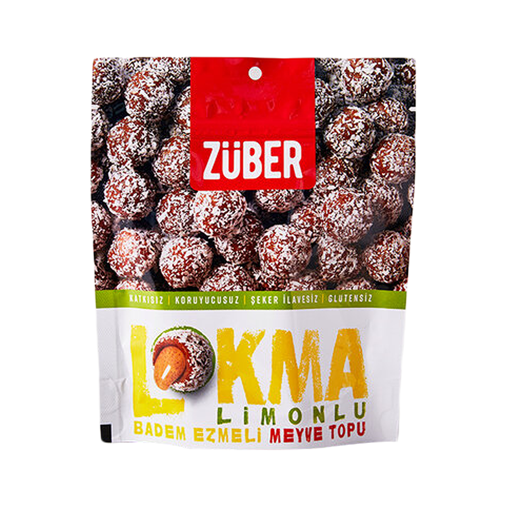 Züber Glütensiz Lokma Limonlu ve Badem Ezmeli Meyve Topu (96 g)