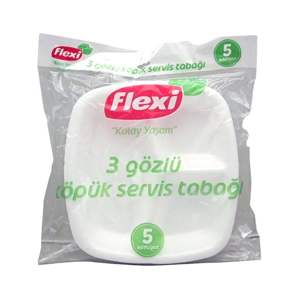 Flexi 3 Gözlü Köpük Tabak (5'li)