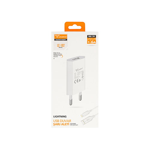 Lucatech Lightning Usb Duvar Şarj Aleti LC-102 9 W (1.5 Amper)_0