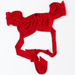 Top rojo tipo crop con hombros descubiertos y lazo ajustable - Size S