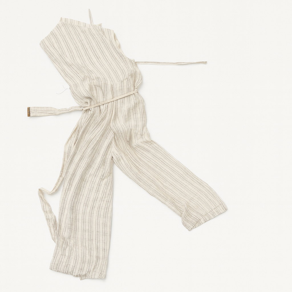 Jumpsuit beige de rayas finas con cinturón Calvin Klein - Size 4_1