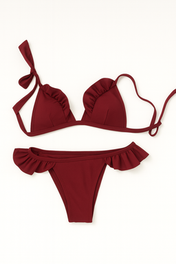 Bikini color vino con volantes - Size S