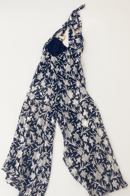 Enterizo azul marino con estampado floral y cuello halter - Size S