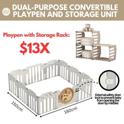 Playpen with storage rack