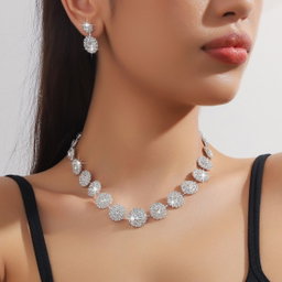 JWLE-0021	diamond ear ring and necklace 