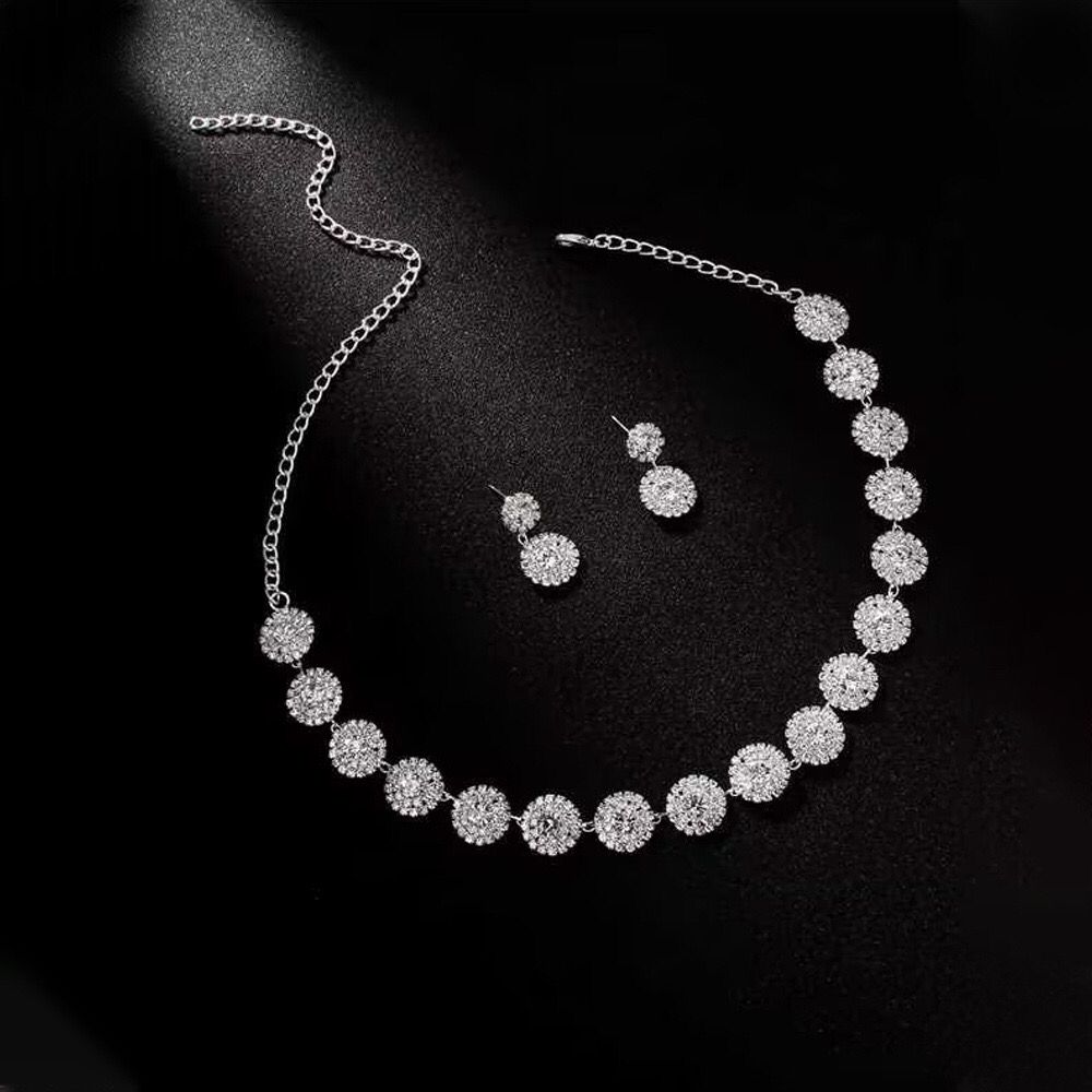 JWLE-0021 diamond ear ring and necklace