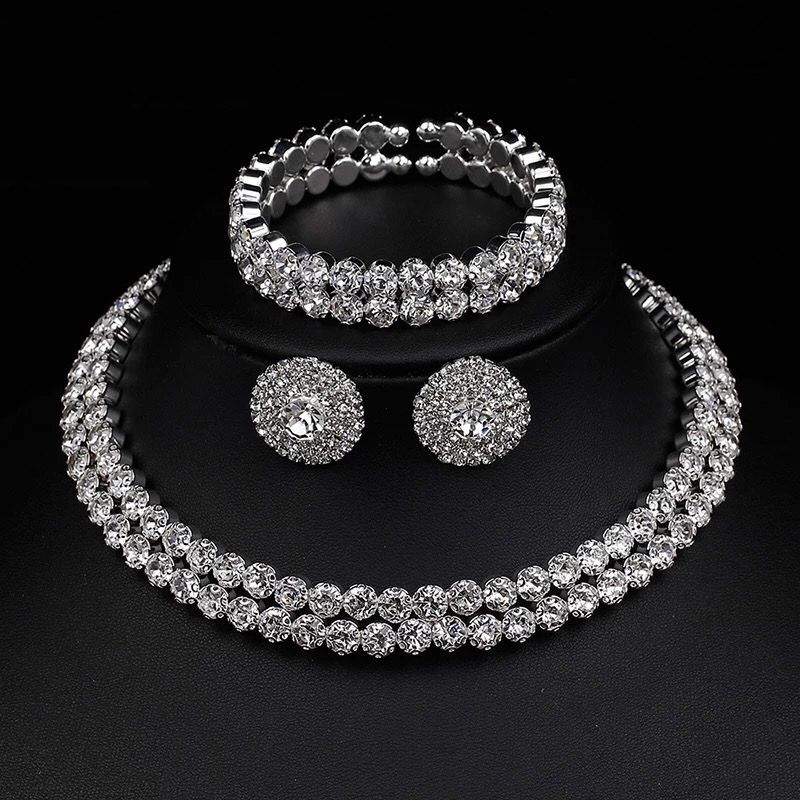 JWLE-0018 diamond ear ring and necklace
