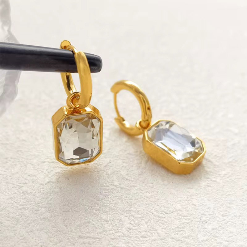Emerald Cut Hoop Earrings _2