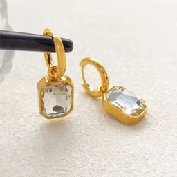 Emerald Cut Hoop Earrings 