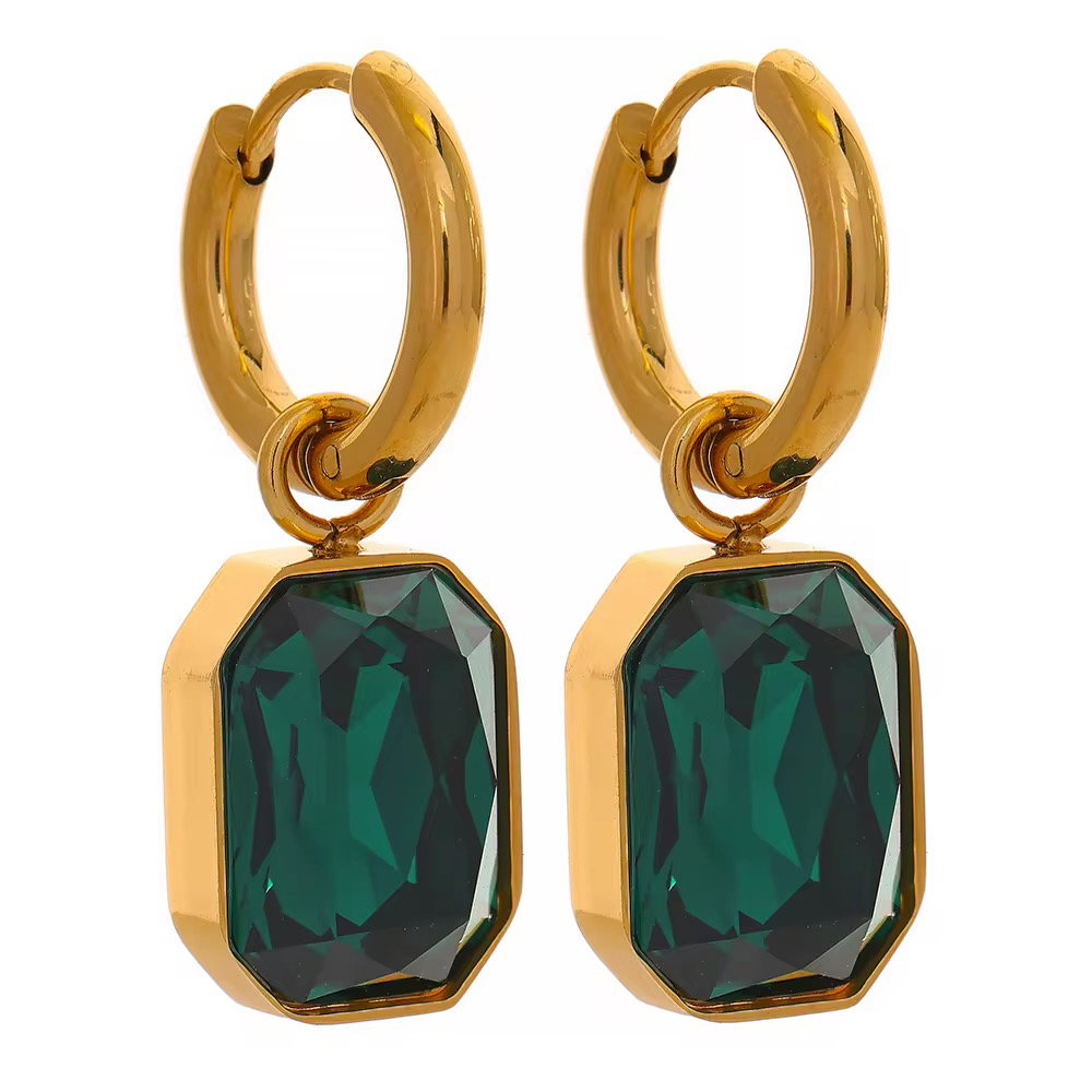 Emerald Cut Hoop Earrings _4