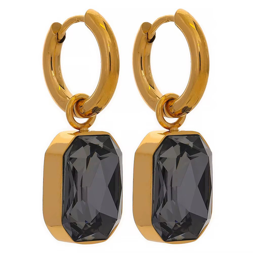 Emerald Cut Hoop Earrings _5