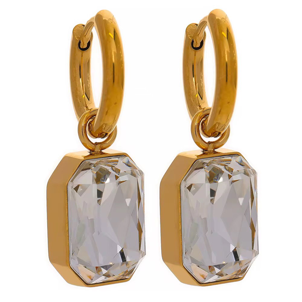 Emerald Cut Hoop Earrings _6