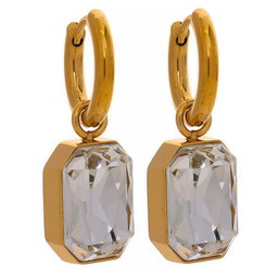 Emerald Cut Hoop Earrings 