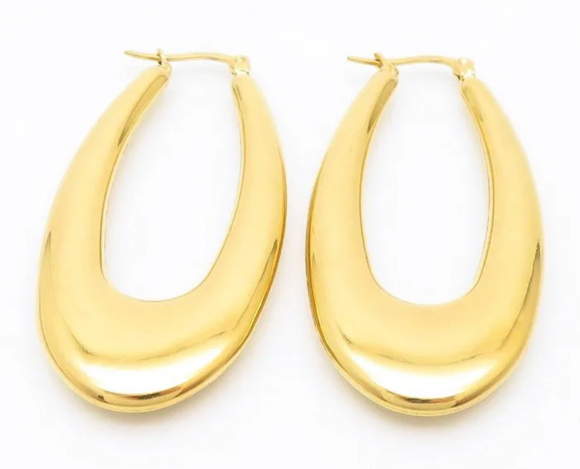 Oval Hoop Earrings _3