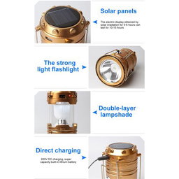 Solar Camping Lantern Folding Flashlight Outdoor Portable