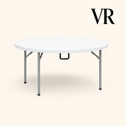 Round Folding Table – White Plastic – 5ft