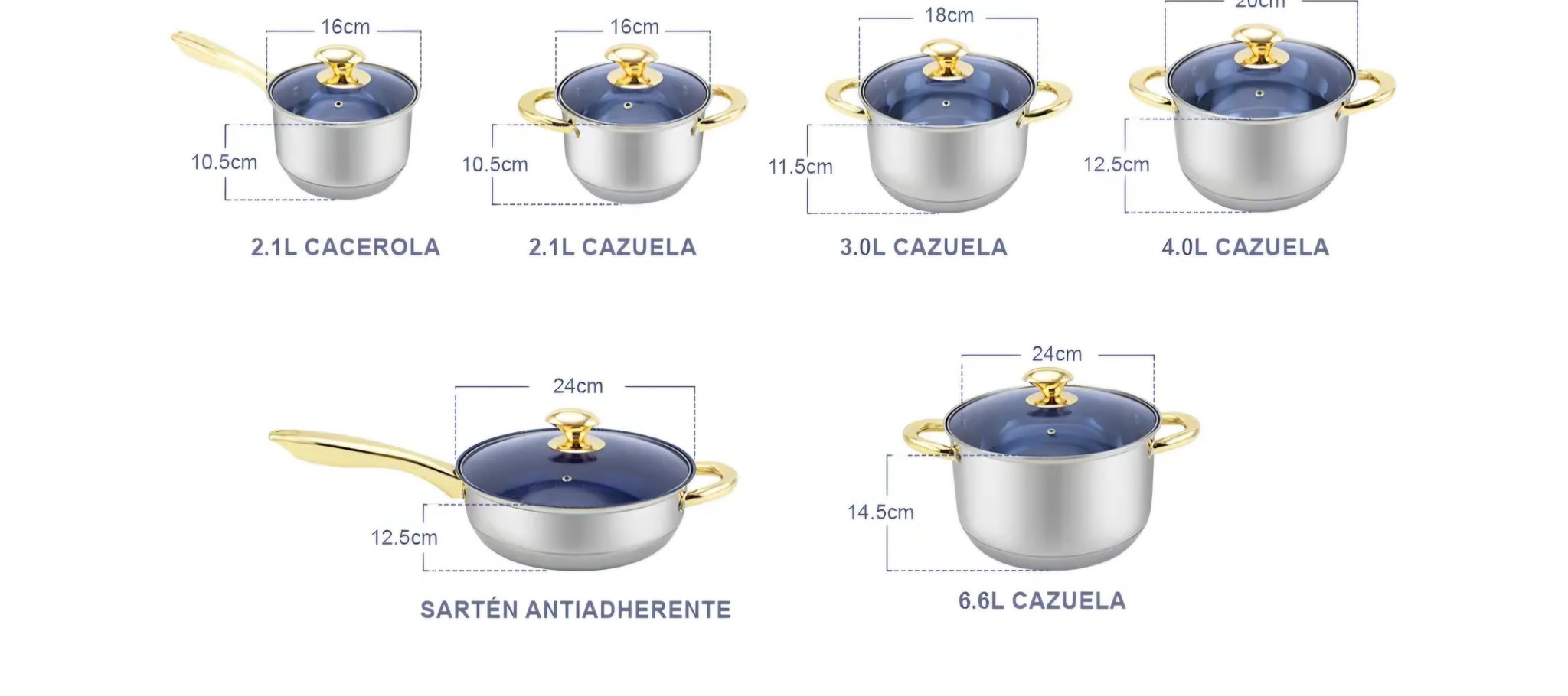  14 Pcs Non-Stick Stainless Steel Cookware Pot Sets with Glass Lids _7