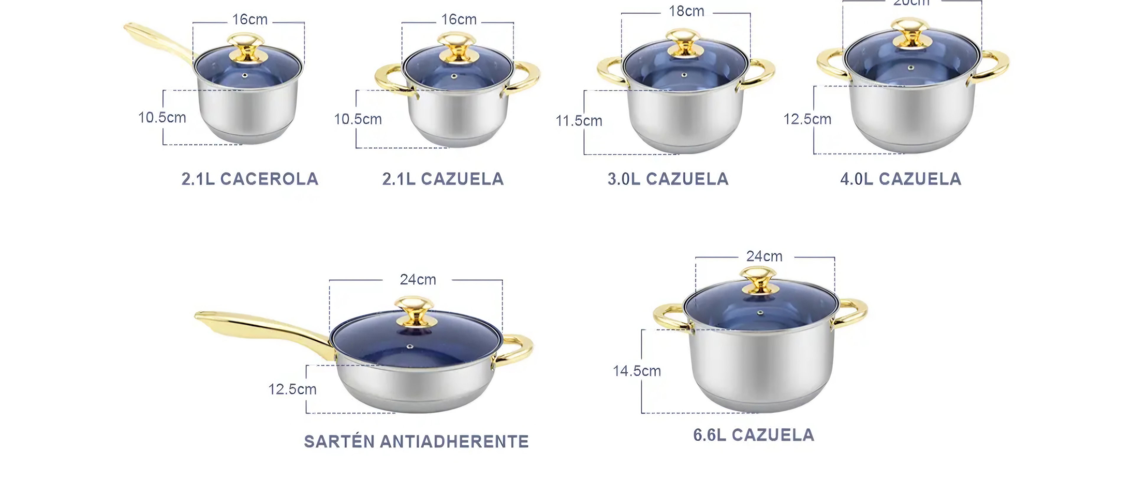  14 Pcs Non-Stick Stainless Steel Cookware Pot Sets with Glass Lids _7